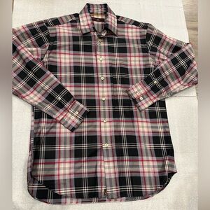 [M]Robert Talbott Classic Men's Plaid Button Down Shirt Black/Red/Gray Cotton